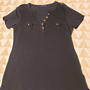 Vneck Black Shirt with Gold buttons, Size 3X, LevelUp brand